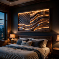 Backlit Wooden American Flag Wall Art, Made to Order, view 6 — view 6