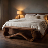 Modern Seating Bench Organic Curved Design For Entryway, view 6