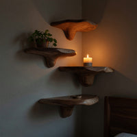Solid Wood Mushroom Shelf Mid Century Handcrafted Entryway, view 6