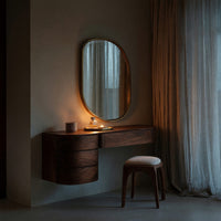 Solid Wood Dressing Table Minimalist Wall Mounted Vanity With Drawer Sunlit, view 6
