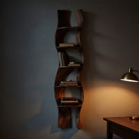Solid Wood Wall Mounted Shelf Minimalist Bathroom Space Saving, view 6