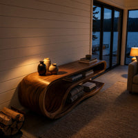Driftfold Media Console, Carved from Solid Timber, view 6