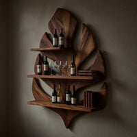 Solid Wood Wine Rack Boho Wall Living Space Arrangement, view 6