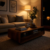 Open-Shelf Coffee Table with Two Drawers Beneath, view 6