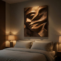 Gouge-Carved Woman's Face, Sculpted Teak Wall Relief, view 6 — view 6