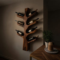 Solid Wood Wine Rack Sculptural Tree Branch Holder Kitchen, view 6