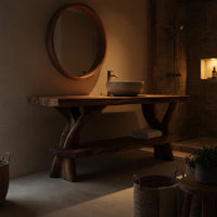 Solid Wood Live Edge Vanity Minimalist Bathroom Simple Bathroom, view 6