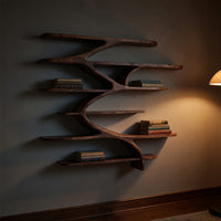 Solid Wood Wall Mounted Shelf Sculptural Natural Modern Home, view 6