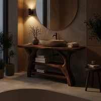 Solid Wood Live Edge Vanity Minimalist Small Bathroom, view 6