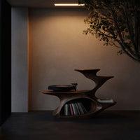 Solid Wood Record Player Stand Handcrafted Live Edge Unique Living Room, view 6