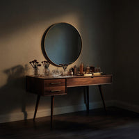 Solid Wood Dressing Table Mid Century Modern Vanity Desk With Drawers, view 6