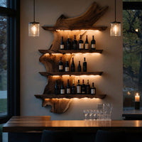 Solid Wood Wine Rack Mid Century Kitchen Bar Wall Shelf, view 6