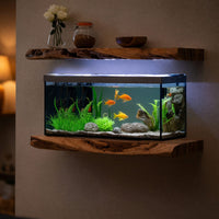 Solid Wood Aquarium Stand Cozy Living Room Rustic Floating Shelf, view 6