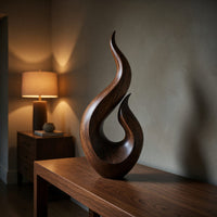 Solid Wood Sculpture Wall Art Handcrafted Abstract Statue Home, view 6