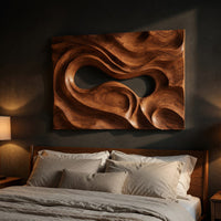 Solid Walnut Carved Into One Turning Current, Wall Relief, view 6 — view 6