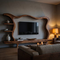Modern Wood Tv Stand With Flowing Frame For Home Decor, view 6