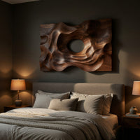 Still Pond Closing Over Stone, Carved Wood Relief, view 6 — view 6