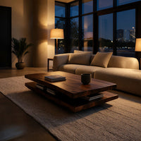 Floating Two-Tier Coffee Table with Open Storage Gap, view 6