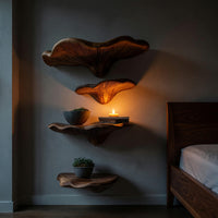 Solid Wood Mushroom Shelf Farmhouse Solid Bedroom Decor Storage, view 6