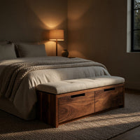 Solid Wood Entryway Storage Bench Minimalist Functional Design, view 6