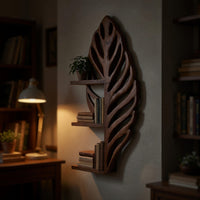 Solid Wood Wall Mounted Shelf Mid Century Display Living Room, view 6