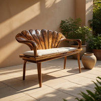 Solid Wood Outdoor Garden Bench Handcrafted Entryway Hallway Seating, view 6