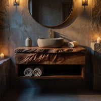 Solid Wood Bathroom Vanity Floating, view 6
