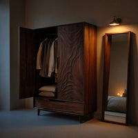 Solid Wood Wardrobe With Carved Door Bedroom, view 6