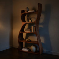 Solid Wood Standing Shelf Elegant Natural Entryway Display, view 6