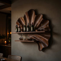 Solid Wood Wine Rack Mid Century Wall Condo Beverage Accent Storage, view 6
