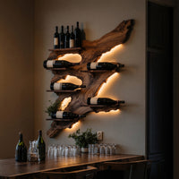Solid Wood Wine Rack Rustic Furniture Home Bar Wall, view 6