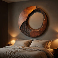 Chiseled and Burnished, a Round Wall Sculpture in Wood, view 6 — view 6
