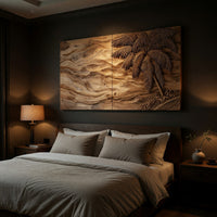 Palm and Dune Diptych, Two-Panel Carved Wood Wall Art, view 6 — view 6