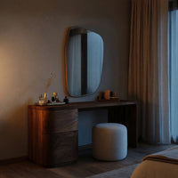 Solid Wood Dressing Table Sculptural Vanity With Drawer Storage Bedroom, view 6