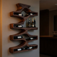 Solid Wood Wine Rack Wall Storage Natural Dining Room, view 6