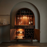 Solid Wood Bar Cabinet Arched Wine Dining Room, view 6