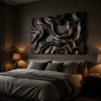 Scorched Walnut Dunes, a Wall Relief With Two Pale Stones, view 6 — view 6