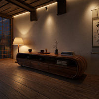Capsule-Shaped TV Console for a Quiet Media Room, view 6