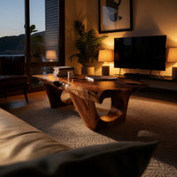 Live Edge Coffee Table on Twin Pedestals, Made to Order, view 6