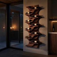 Solid Wood Wine Rack Natural Dining Room Wall Display, view 6