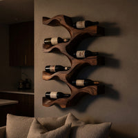 Solid Wood Wine Rack Artistic Natural Modern Kitchen Wall, view 6