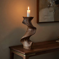 Solid Wood Candle Holder Farmhouse Outdoor Garden Table, view 6