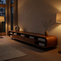 Bent, Fitted, and Pegged: A Long Walnut TV Console, view 6