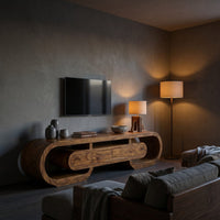 Modern Wood Tv Cabinet Curved Design With Drawers For Living, view 6