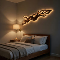 Rustic Wood Wall Light With Undulating Shape For Bedroom Decor, view 6