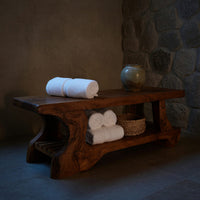 Solid Wood Teak Shower Bench Bath Bathroom Wellness Retreat, view 6