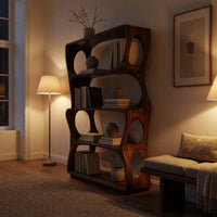 Stacked Offset Bookshelf in Solid Dark Walnut, view 6