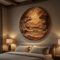 Stillwater Rondel Carved Lake Scene Wall Sculpture, view 6 — view 6