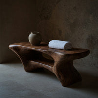 Solid Wood Teak Shower Bench Bathroom Seat With Center Shelf Bathroom, view 6