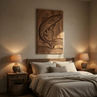 One Board, a Trout Mid-Leap, Carved as a Wall Relief, view 6 — view 6
